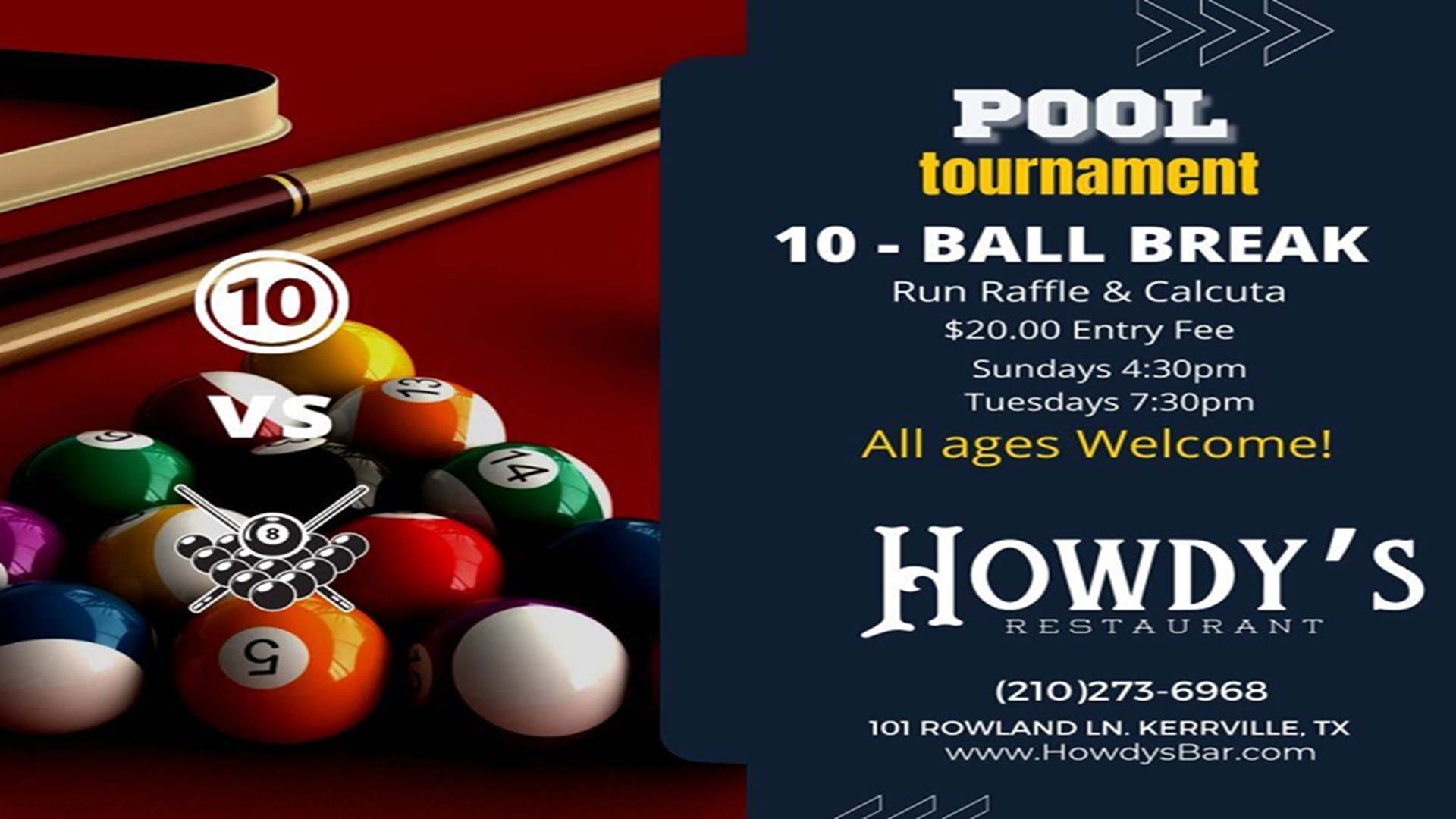Best Pool Tournament in Town at Howdy’s Bar & Chill