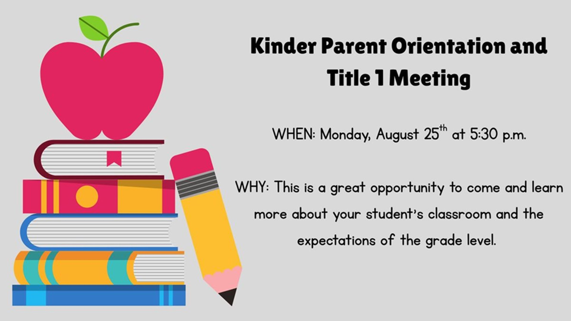 Kinder Parent Orientation at Tom Daniels Elementary
