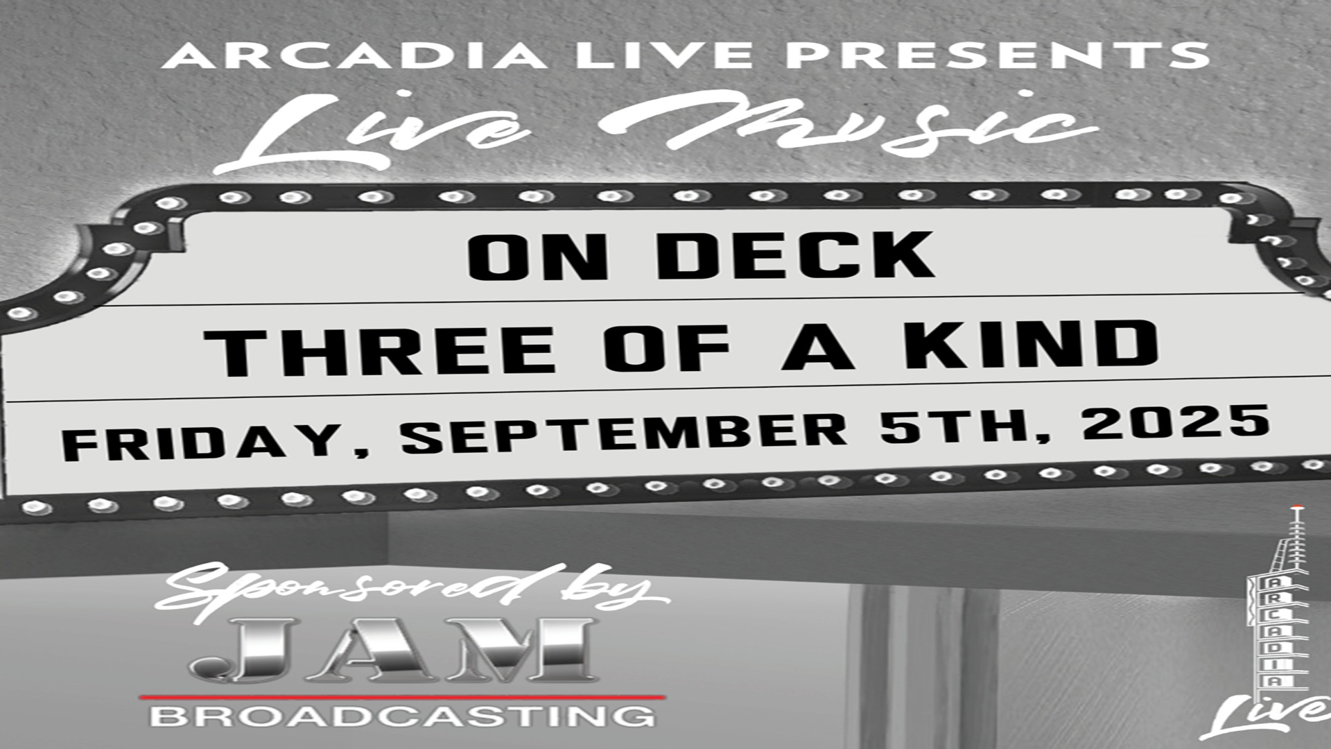 On Deck: Live Music with Three of a Kind at Arcadia Live