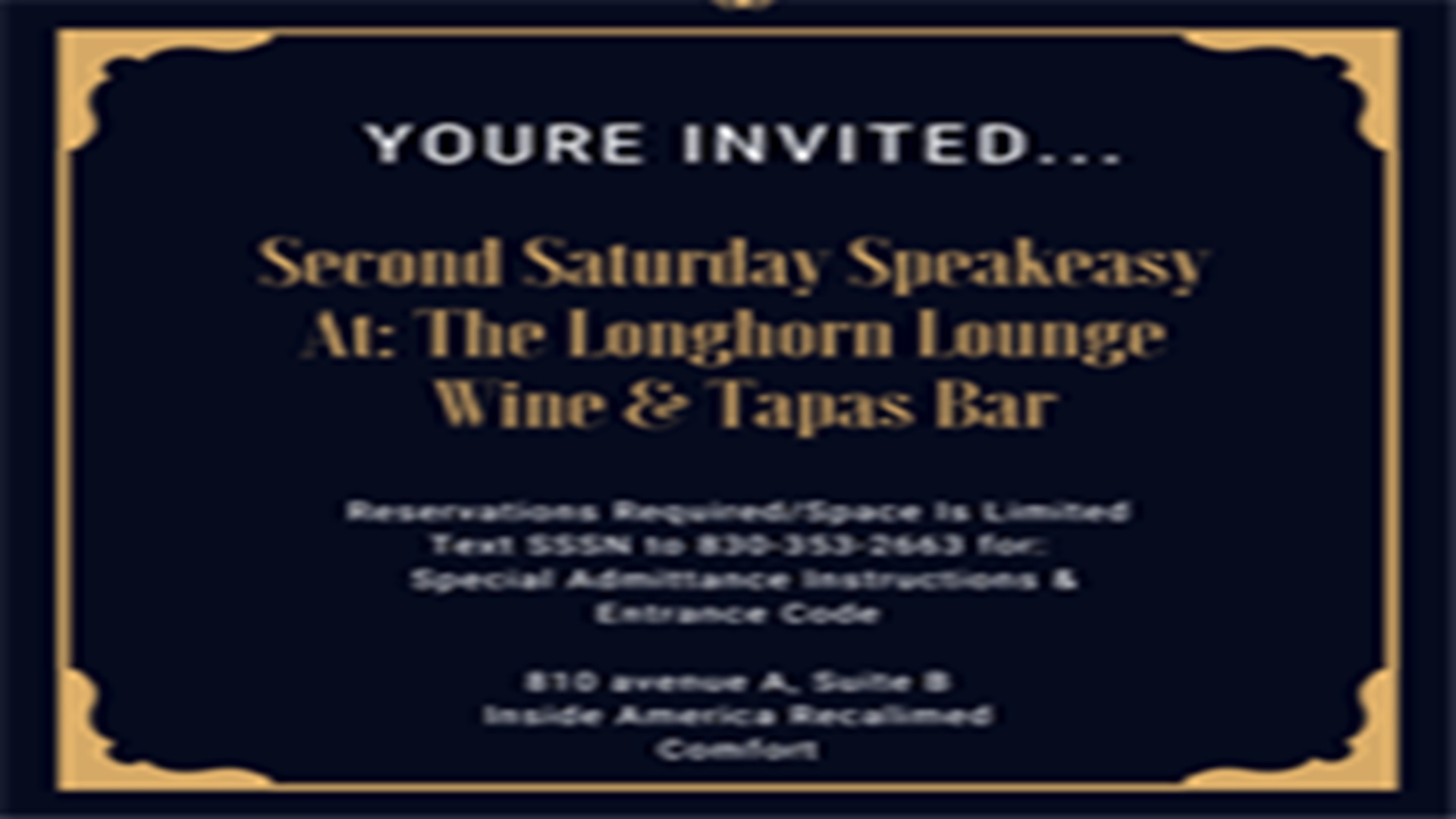 Second Saturday Speakeasy Event at Longhorn Lounge