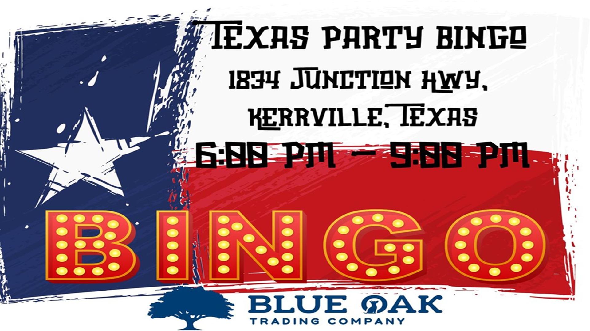 Texas Party Bingo at Blue Oak Trading Company