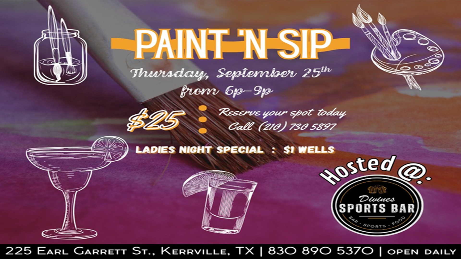 Paint 'N Sip at Divine’s Sports Bar