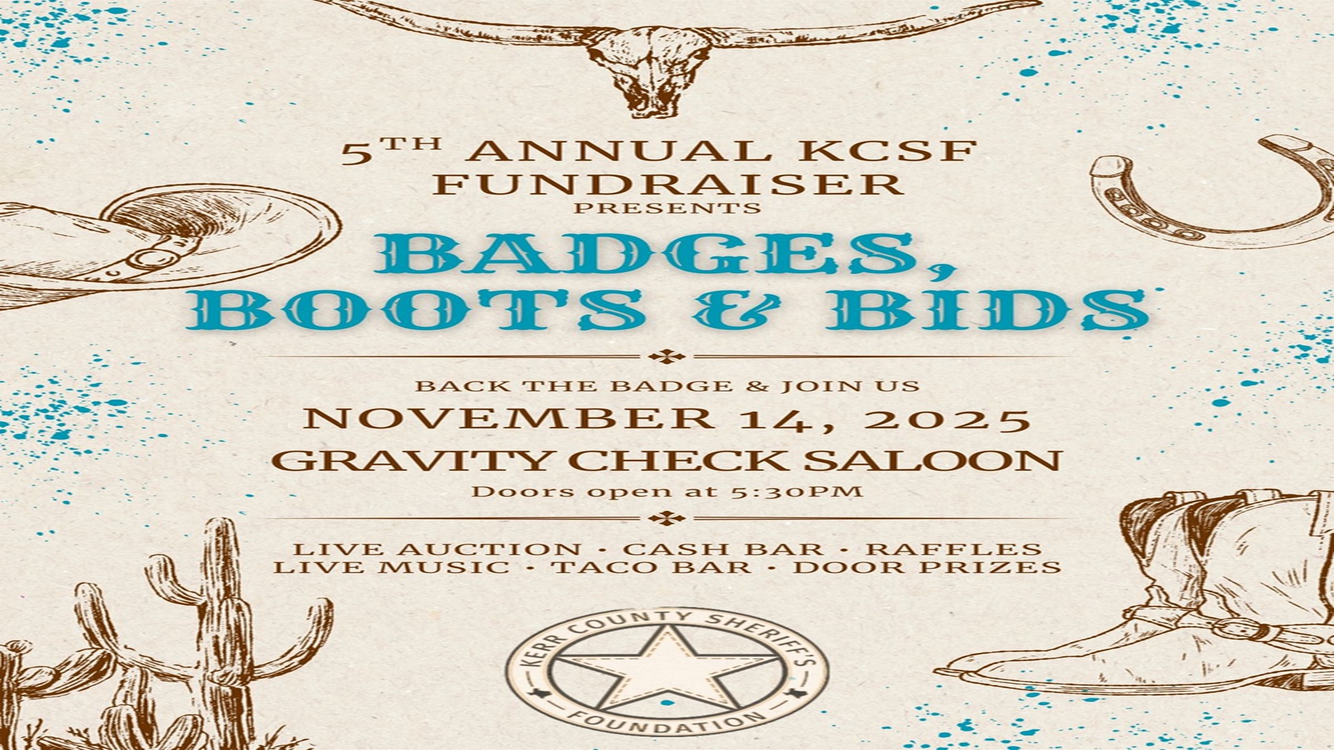 Badges, Boots & Bids at Gravity Check Saloon and Arena