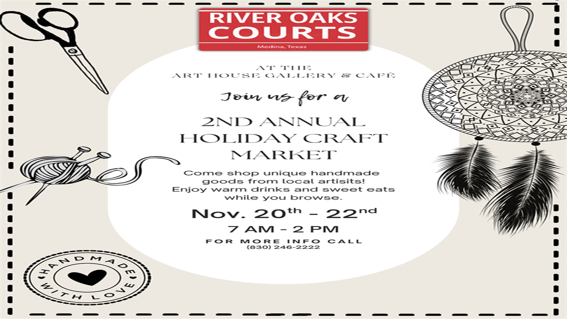 2nd Annual Holiday Crafts Market at River Oaks Courts Art House Café