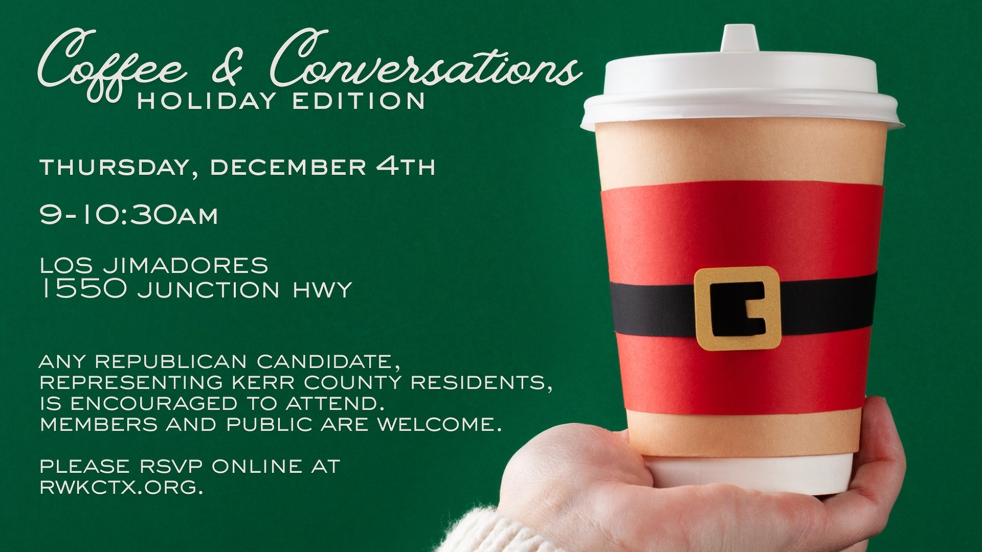 RWKC Coffee & Conversations – Holiday Edition at Los Jimadores Mexican Grill and Bar