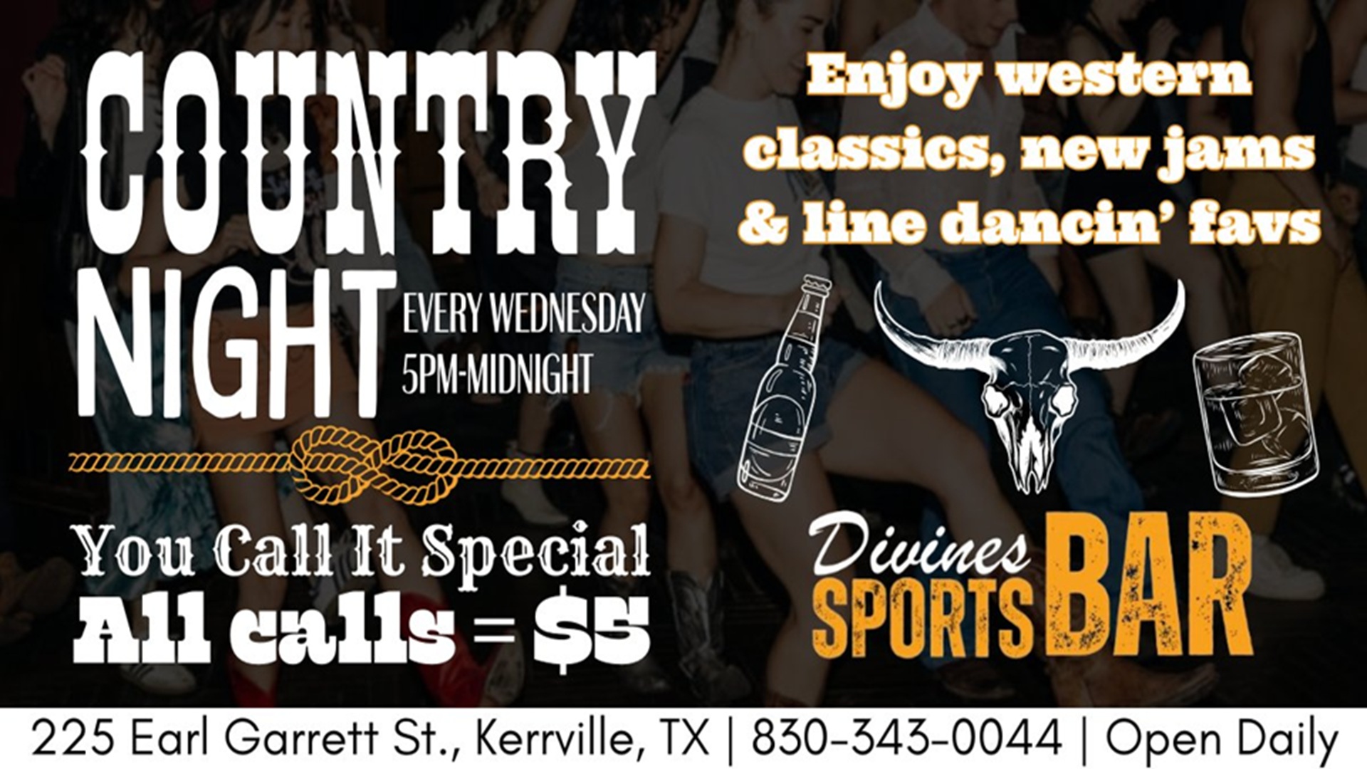 Country Night Every Wednesday at Divine's Sports Bar