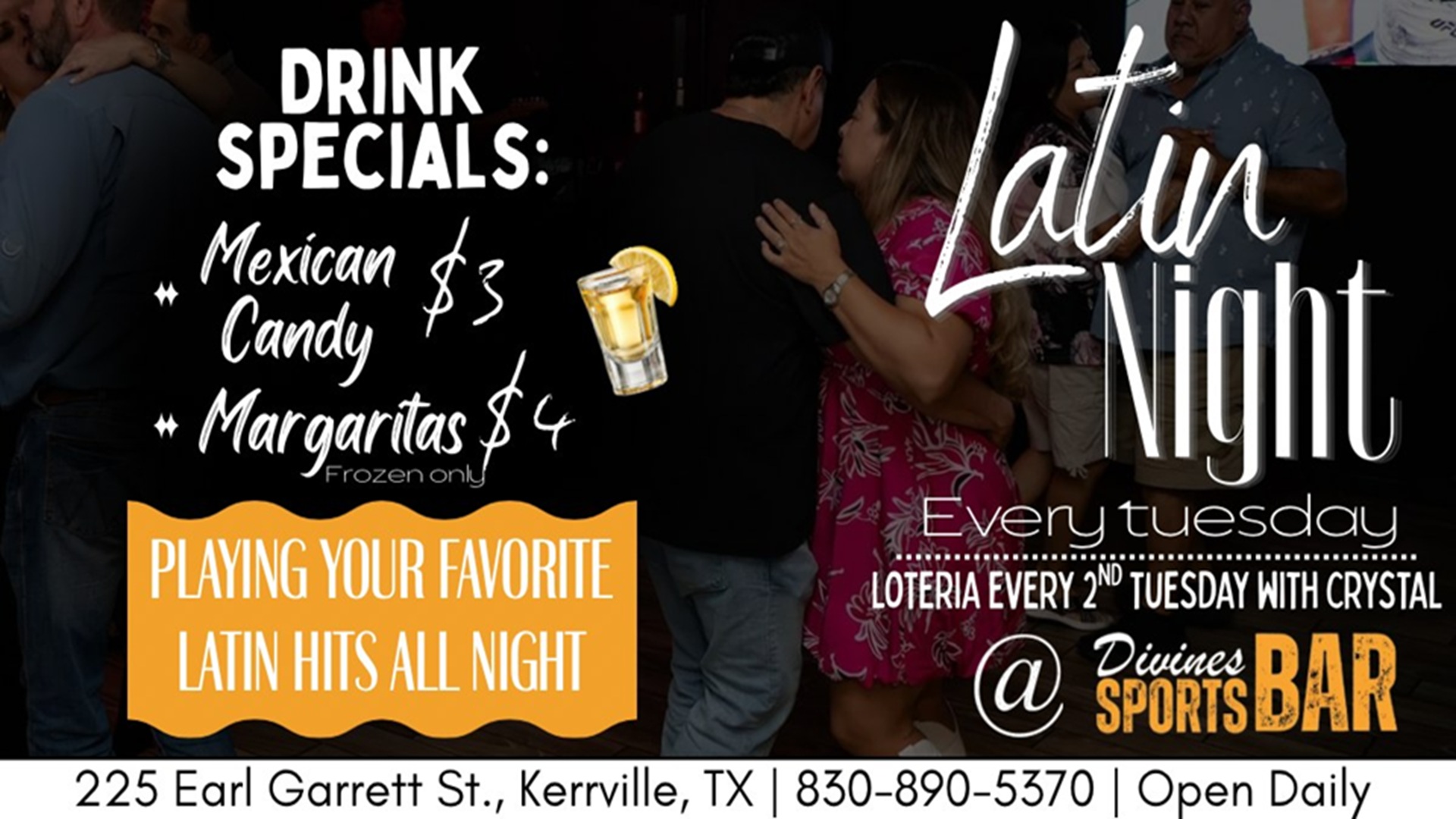 Latin Night Every Tuesday at Divine's Sports Bar