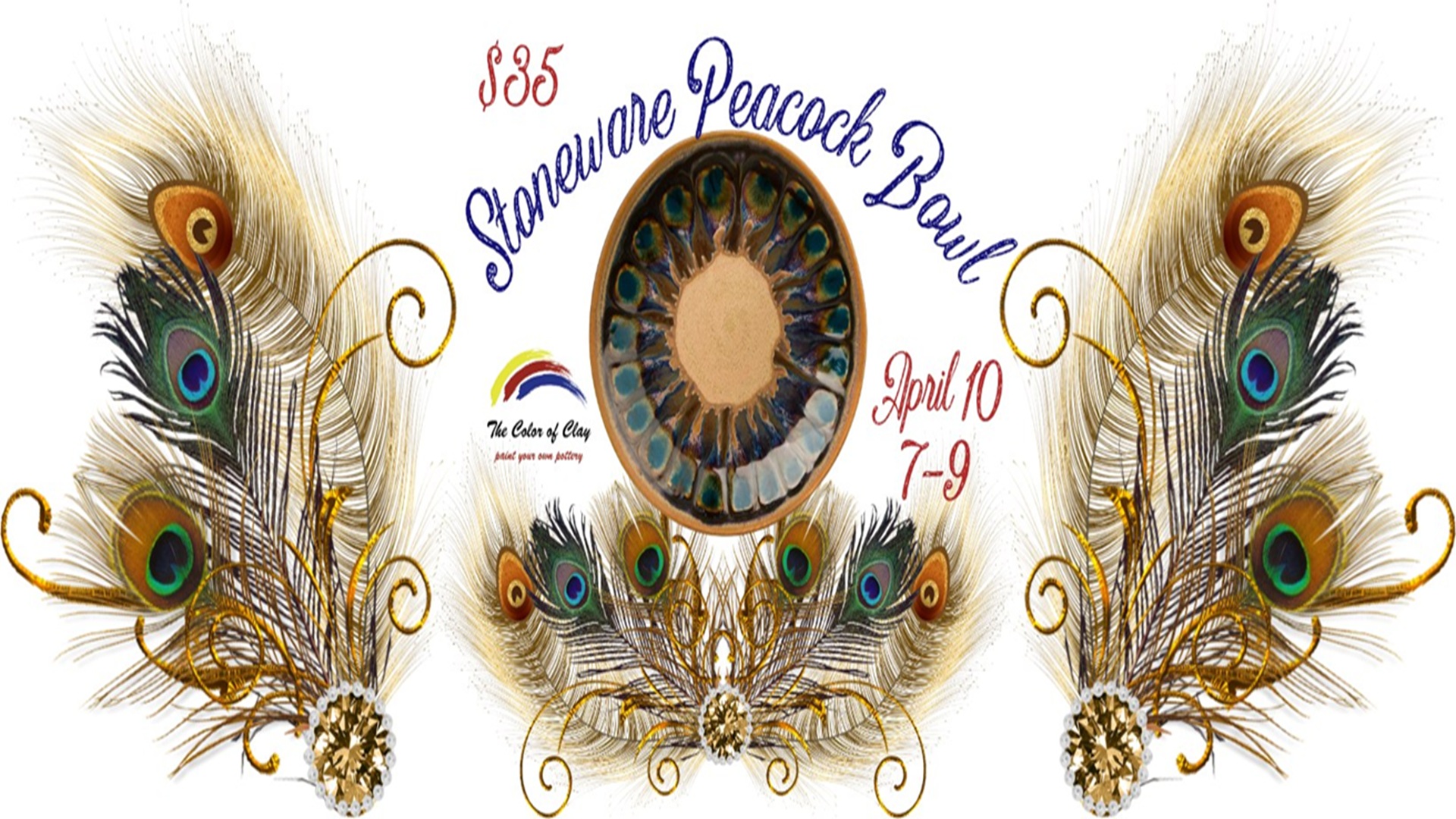 Peacock Bowl Paint & Sip at The Color of Clay