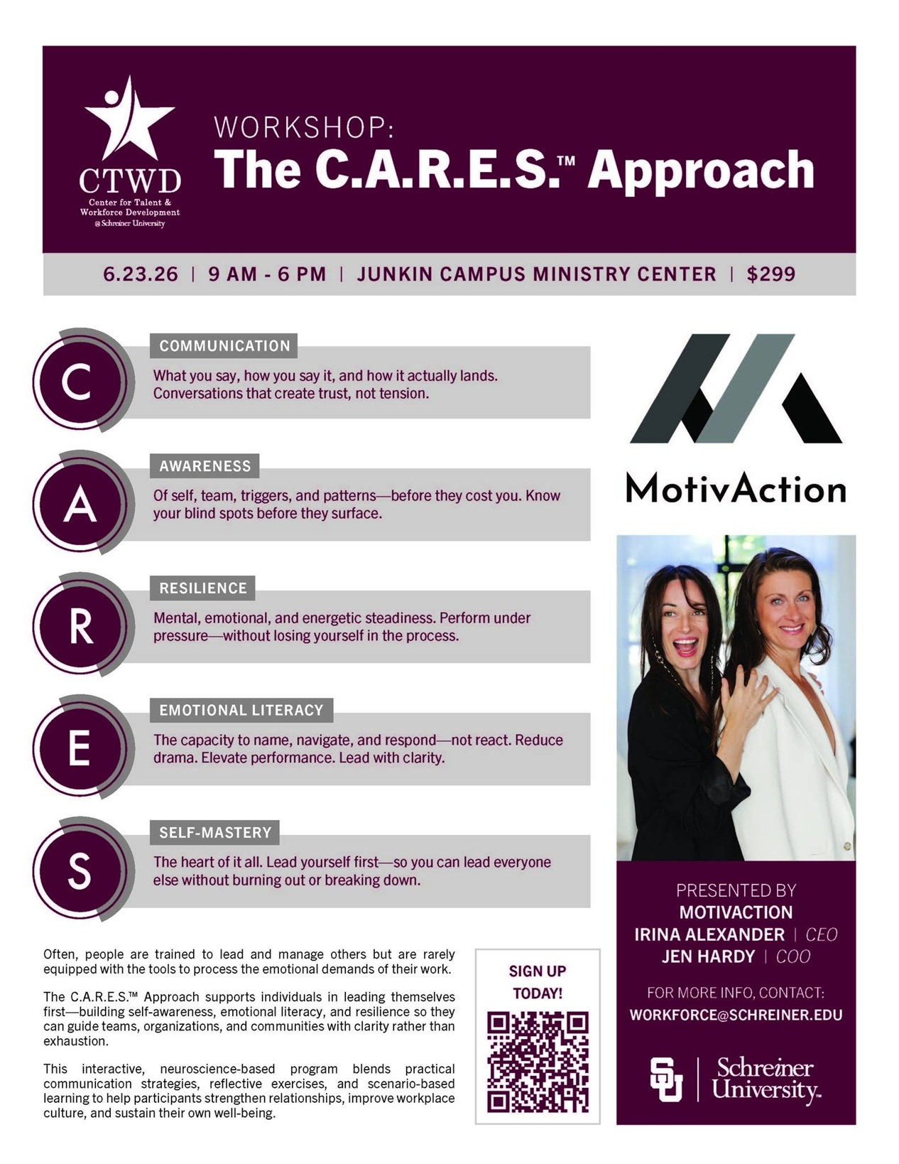 Full-Day C.A.R.E.S. Workshop at Schreiner University Junkin Campus Ministry Center