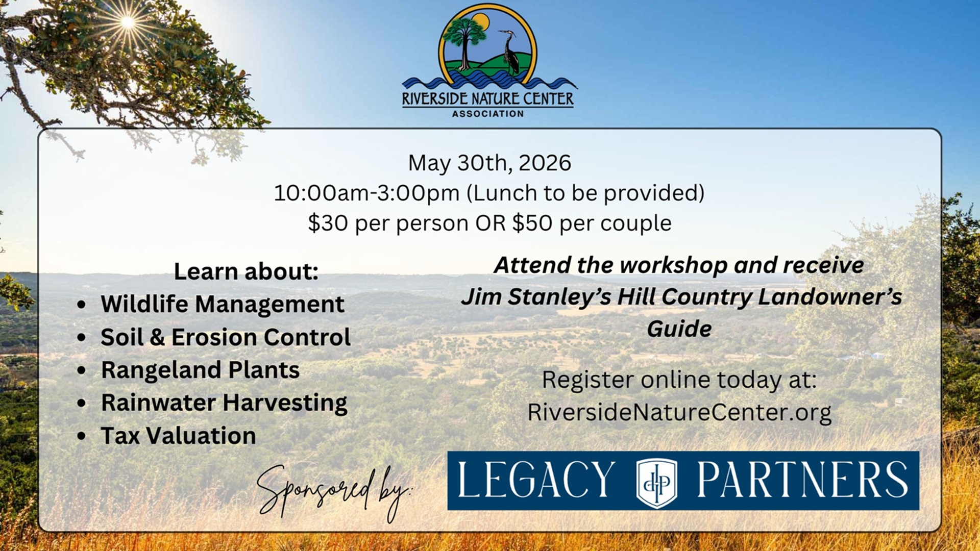 Hill Country Landowner 101 at Riverside Nature Center Association
