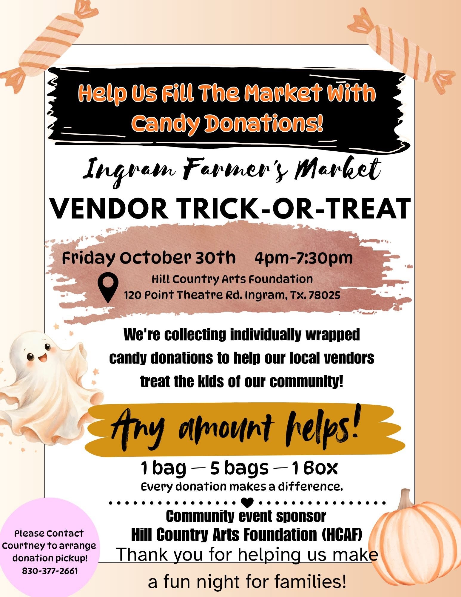 Vendor Trick or Treat with Ingram Farmer's Market and Hill Country Arts Foundation
